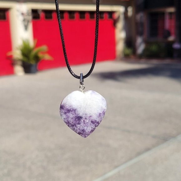 Lepidolite Gemstone Heart Pendant - Picture 1 of 5